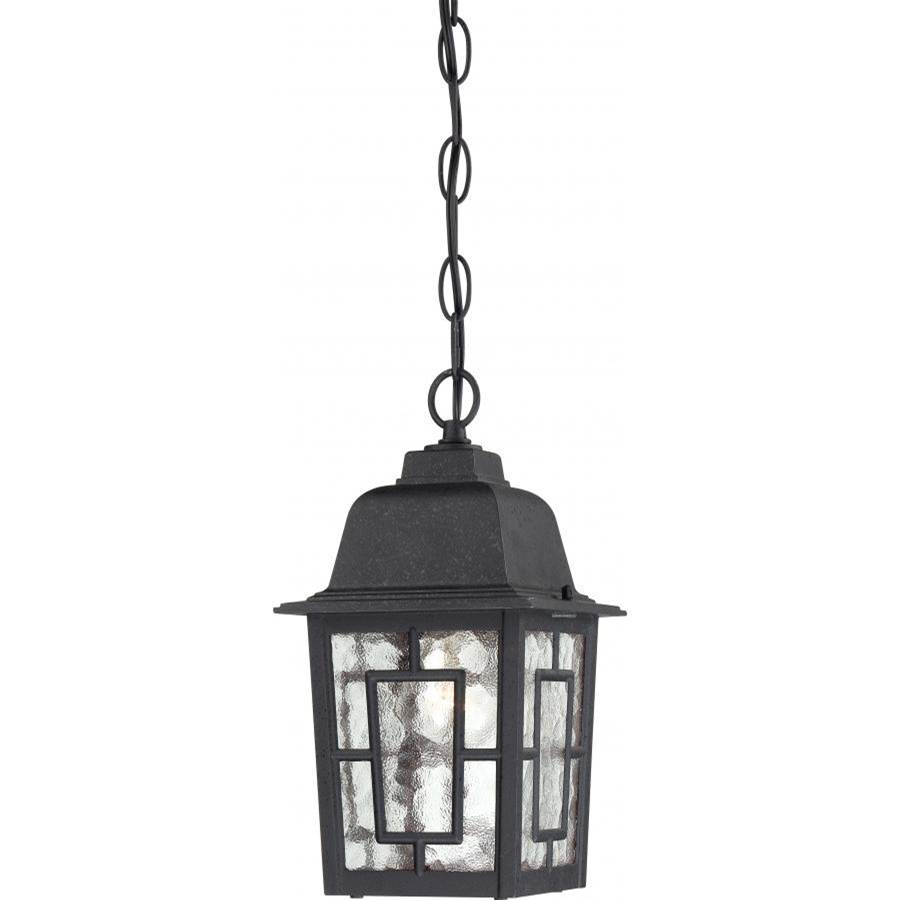Clear Seeded Glass Textured Black Outdoor Fixture Nuvo Lighting 60/4956 Cove Neck One Light Hanging Lantern 100 Watt A19 Max 